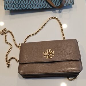 Tory Burch Brown Crossbody Bag with Gold Chain